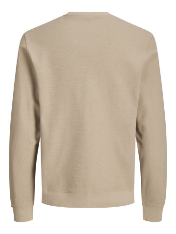 Jack & Jones Pulover barbati din bumbac organic, decolteu la baza gatului, Regular Fit, JPRBLUALVES, Bej - Img 10