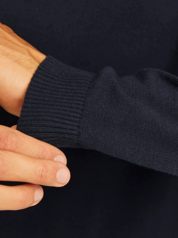 Jack & Jones Pulover barbati, simplu cu guler inalt, Bleumarin inchis - Img 3