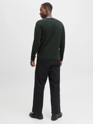 Jack & Jones Pulover tricotat barbati cu decolteu la baza gatului, Verde inchis - Img 2