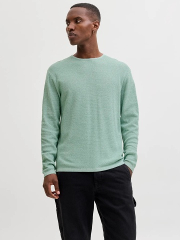 Jack & Jones Pulover tricotat barbati cu decolteu la baza gatului, Verde deschis