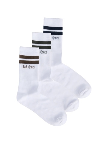 Jack & Jones Set 3 perechi de sosete, barbati, Alb