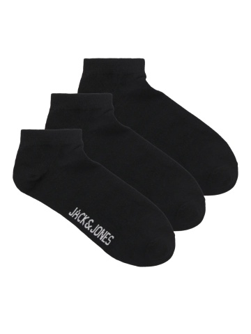 Jack & Jones Set 3 perechi de sosete scurte, barbati, din amestec de bumbac, JACLOUIS, Negru
