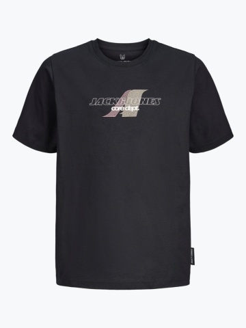 Jack & Jones Tricou baieti cu decolteu la baza gatului si imprimeu cu logo, Negru - Img 8