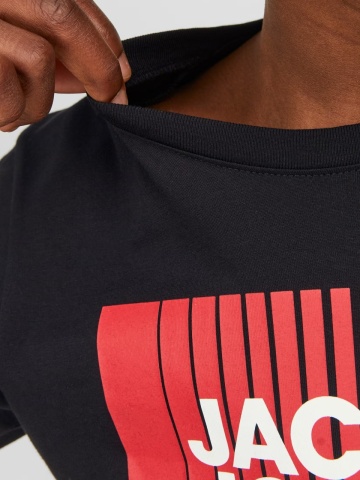 Jack & Jones Tricou baieti la baza gatului, cu maneca lunga, din bumbac organic, Regular fit, Negru - Img 4
