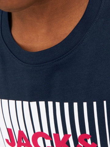 Jack & Jones Tricou baieti la baza gatului, cu maneca lunga, din bumbac organic, Regular fit, Bleumarin inchis - Img 3