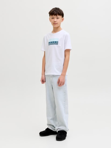 Jack & Jones Tricou baieti, Regular fit la baza gatului, Alb - Img 6