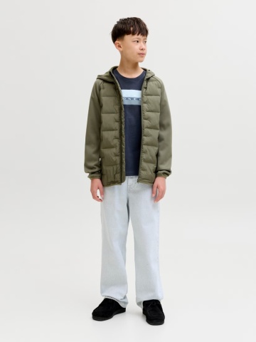 Jack & Jones Tricou baieti, Regular fit la baza gatului, Bleumarin inchis - Img 6
