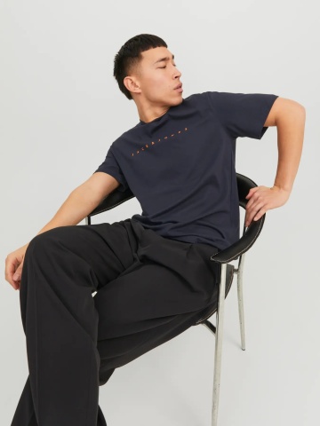 Jack & Jones Tricou barbati JJESTAR JJ TEE SS, cu textul Jack & Jones, Relaxed Fit, Bleumarin inchis - Img 5