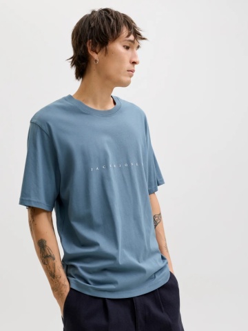 Jack & Jones Tricou barbati JJESTAR JJ TEE SS, cu textul Jack & Jones, Relaxed Fit, Albastru inchis - Img 5