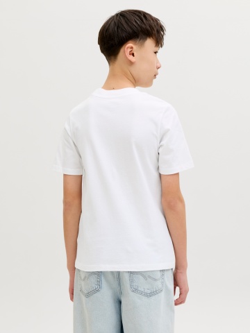 Jack & Jones Tricou cu decolteu la baza gatului, baieti, din bumbac, Regular Fit, Alb - Img 2