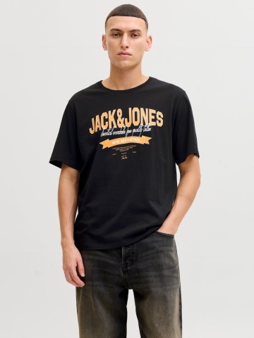 Jack & Jones Tricou cu decolteu la baza gatului, barbati, Standard fit, Negru