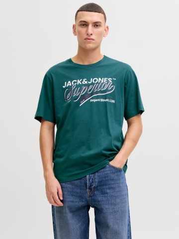 Jack & Jones Tricou cu decolteu la baza gatului, barbati, Standard fit, Verde inchis