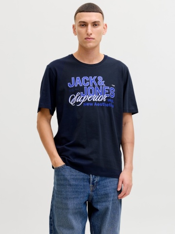 Jack & Jones Tricou cu decolteu la baza gatului, barbati, Standard fit, Bleumarin inchis