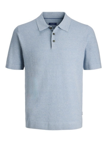 Jack & Jones, Tricou polo barbati cu aspect tricotat, Regular fit, Albastru pastel - Img 8