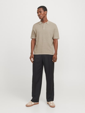 Jack & Jones Tricou polo barbati, cu aspect tricotat, Regular Fit, Maro - Img 6