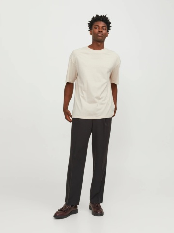 Jack & Jones, Tricou simplu, Bradley, barbati, din bumbac, Relaxed fit, Bej - Img 6