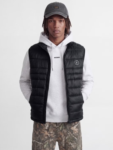 Jack & Jones Vesta barbati fara gluga cu guler inalt, Regular fit, JJEKINGSLEY, Negru