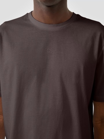 Q/S by s.Oliver Tricou barbati, la baza gatului, din bumbac, Regular Fit, Maro inchis - Img 3