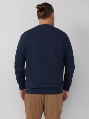 s.Oliver Big Sizes Bluza barbati big sizes, cu decolteu la baza gatului, logo, Bleumarin inchis - Img 2