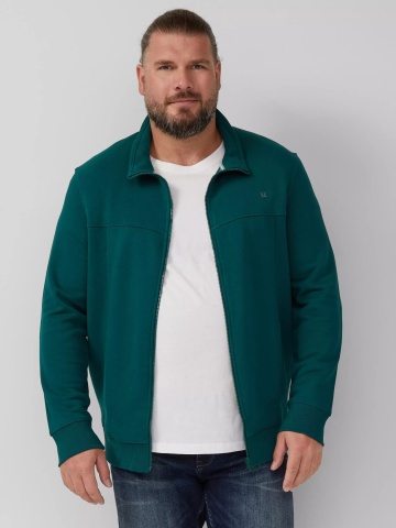 s.Oliver Big Sizes Bluza barbati big sizes cu guler inalt si fermoar, Regular fit, Verde