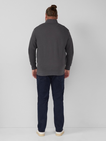 s.Oliver Big Sizes Bluza de trening barbati big sizes, cu fermoar si croiala Regular Fit, Gri inchis - Img 2