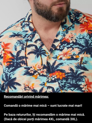 s.Oliver Big Sizes Camasa barbati big sizes cu maneca scurta si imprimeu tropical, Regular fit, Multicolor - Img 3