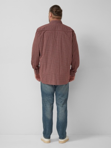 s.Oliver Big Sizes Camasa casual, barbati big sizes, cu imprimeu in carouri, Regular fit, Rosu - Img 2