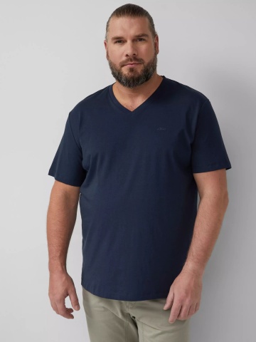 s.Oliver Big Sizes Tricou barbati big sizes, cu anchior, din bumbac, Bleumarin inchis