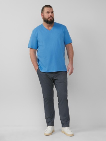 s.Oliver Big Sizes Tricou barbati big sizes cu decolteu in V, croiala Regular Fit, Albastru - Img 4
