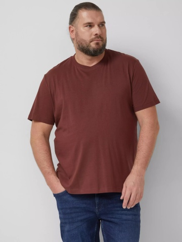 s.Oliver Big Sizes Tricou barbati big sizes cu decolteu la baza gatului, 100% bumbac, Bordeaux