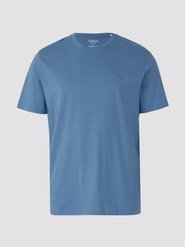 s.Oliver Big Sizes Tricou barbati big sizes, cu decolteu la baza gatului, din bumbac, Albastru