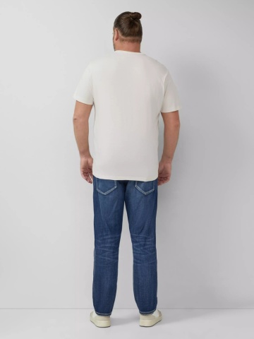 s.Oliver Big Sizes Tricou barbati big sizes, cu imprimeu cu text, Regular fit, Crem - Img 6