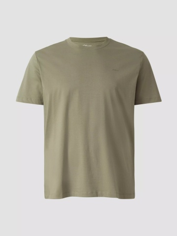 s.Oliver Big Sizes Tricou barbati big sizes, din bumbac, cu decolteu la baza gatului, Olive