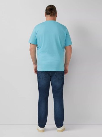s.Oliver Big Sizes Tricou barbati big sizes, din bumbac, cu decolteu la baza gatului, Turcoaz deschis - Img 2