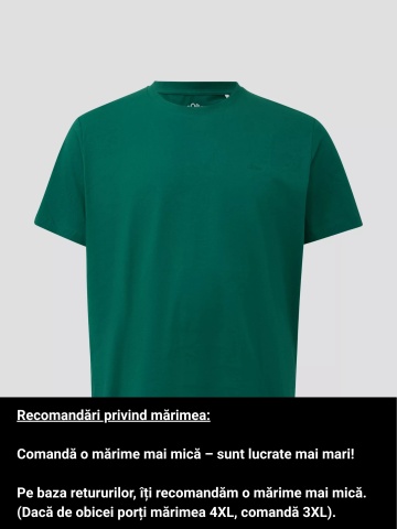 s.Oliver Big Sizes Tricou barbati big sizes, la baza gatului, din jerseu de bumbac, Verde inchis - Img 3