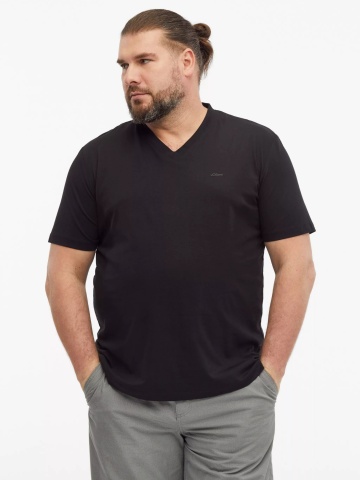 s.Oliver Big Sizes Tricou cu anchior, barbati big sizes, din bumbac, Regular fit, Negru