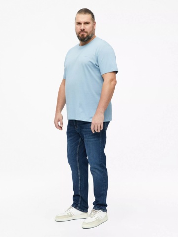 s.Oliver Big Sizes Tricou cu decolteu la baza gatului, barbati big sizes, din bumbac, Regular fit, Albastru - Img 5