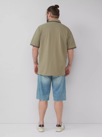 s.Oliver Big Sizes Tricou polo barbati big sizes, din piqué cu logo si detalii contraste, Verde masliniu - Img 6