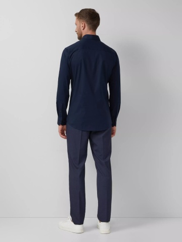 s.Oliver BLACK LABEL, Camasa barbati din amestec de bumbac, cu croiala Tailored fit, Bleumarin inchis - Img 2