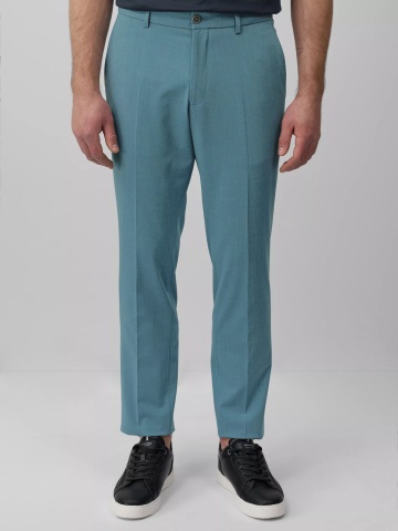s.Oliver BLACK LABEL Pantaloni costum barbati, cu talie medie si croiala Slim fit, Turcoaz