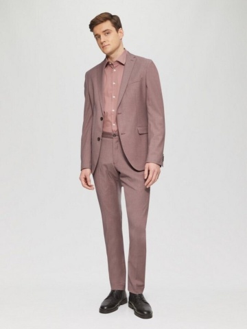 s.Oliver BLACK LABEL Pantaloni costum barbati, cu talie medie si croiala Slim fit, Liliac inchis - Img 6