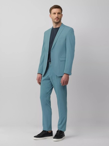 s.Oliver BLACK LABEL Sacou elegant barbati, croiala Slim fit, Turcoaz - Img 7
