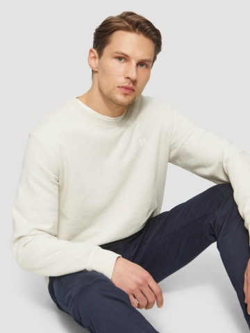 s.Oliver Bluza simpla barbati din amestec de bumbac si viscoza, Regular fit, Crem - Img 4