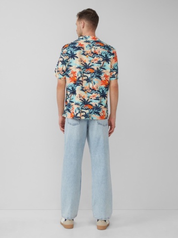 s.Oliver Camasa barbati cu maneca scurta si imprimeu tropical, Regular fit, Multicolor - Img 6