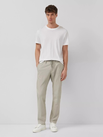 s.Oliver Pantaloni chino barbati, din bumbac, cu talie medie, Regular fit, Straight leg, Phoenix, Verde masliniu - Img 4