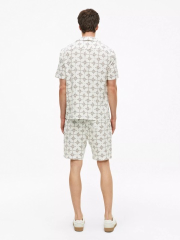 s.Oliver Pantaloni scurti barbati, cu talie medie, din bumbac, cu imprimeu, Resort fit, Detroit, Alb - Img 6