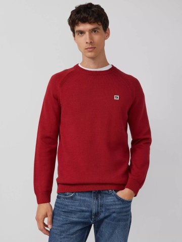 s.Oliver Pulover tricotat barbati, din bumbac cu maneci raglan, Rosu