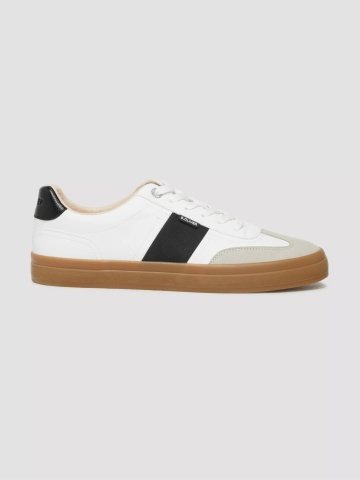 s.Oliver Sneakers barbati, cu detalii, in dungi, Alb