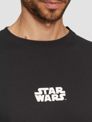 s.Oliver Tricou barbati cu imprimeu text Star Wars, la baza gatului, croiala Regular Fit, Negru - Img 3