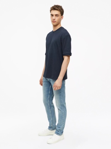 s.Oliver Tricou barbati, din amestec de bumbac, Relaxed fit, Bleumarin inchis - Img 6